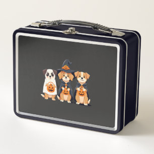 Golden Retriever Ghost Halloween Trick Or Treat Do Metal Lunch Box