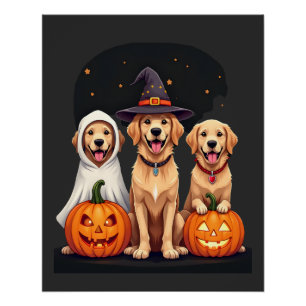 Golden Retriever Ghost Halloween Trick Or Treat Do Poster