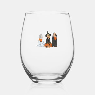 Golden Retriever Ghost Halloween Trick Or Treat Do Stemless Wine Glass