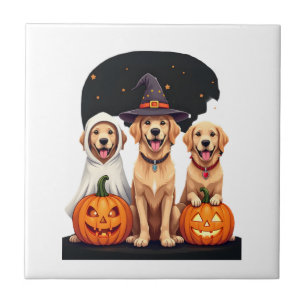 Golden Retriever Ghost Halloween Trick Or Treat Do Tile