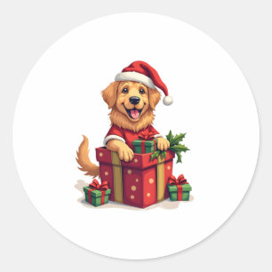 Golden Retriever Gift Wrap Classic Round Sticker