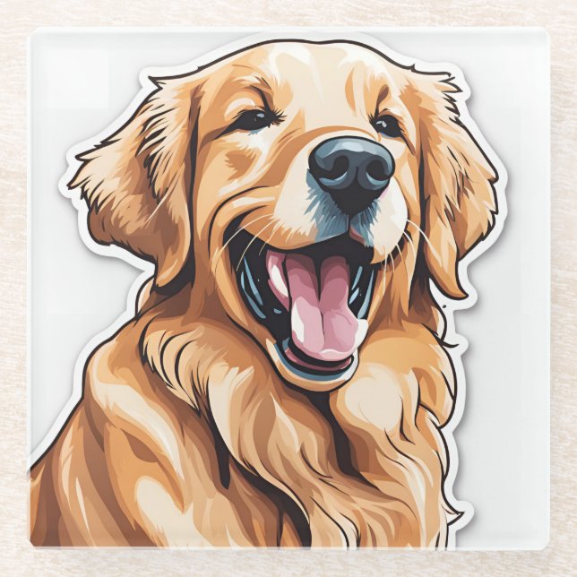 Golden Retriever  Glass Coaster (Front)
