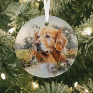 Golden Retriever Glass Tree Decoration
