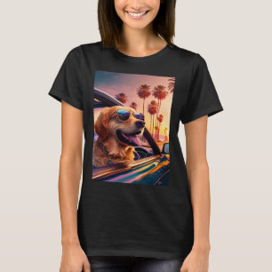Golden Retriever  Glasses Car  Golden Retriever T-Shirt