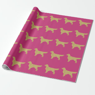 Golden retriever   Gold glitter pink Wrapping Paper