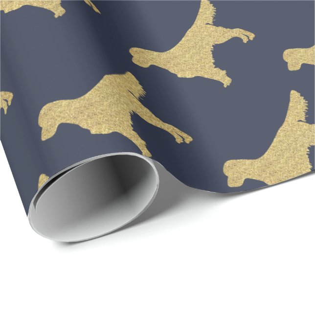 Golden retriever | Gold glitter Wrapping Paper (Roll Corner)