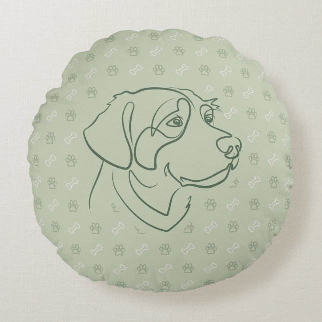 Golden Retriever Golden Pattern Round Cushion (Front)