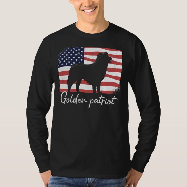 Golden Retriever Golden Retriever On Patriot Ameri T-Shirt (Front)