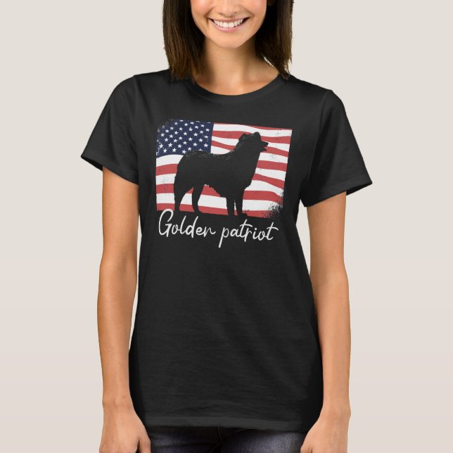 Golden Retriever Golden Retriever On Patriot Ameri T-Shirt (Front)