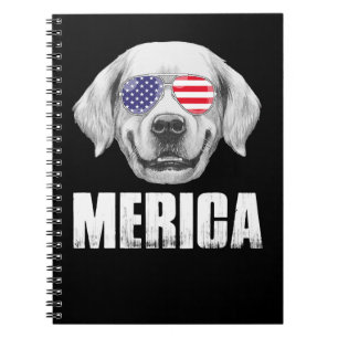 Golden Retriever Goldie Dog USA American Flag US P Notebook
