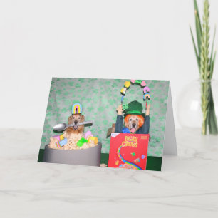 Golden Retriever Good Luck Charm St. Patrick’s D Holiday Card