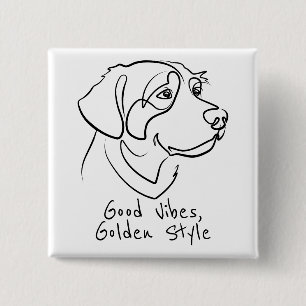 Golden Retriever - Good Vibes, Golden Style 15 Cm Square Badge