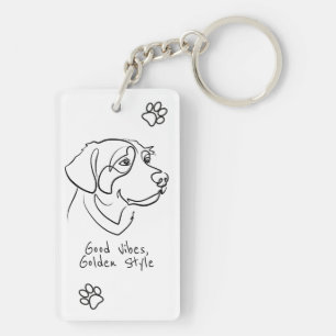 Golden Retriever - Good Vibes, Golden Style Key Ring