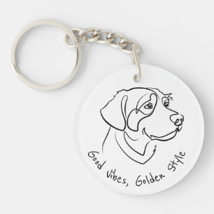 Golden Retriever - Good Vibes, Golden Style Key Ring