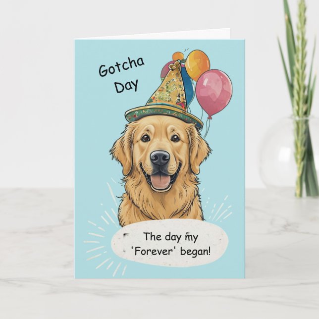 Golden Retriever Gotcha Day Celebration Card (Front)