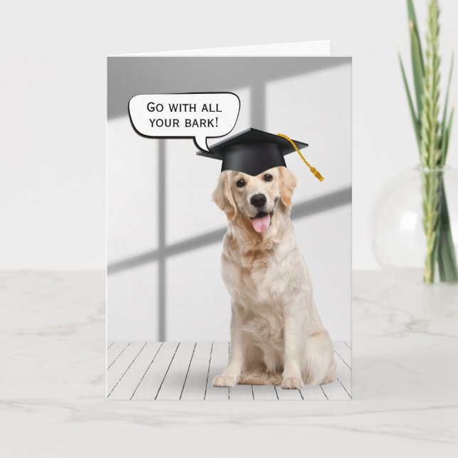 Golden Retriever Graduate With Black Cap Card (Front)