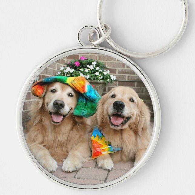 Golden Retriever Groovy Keychain (Front)