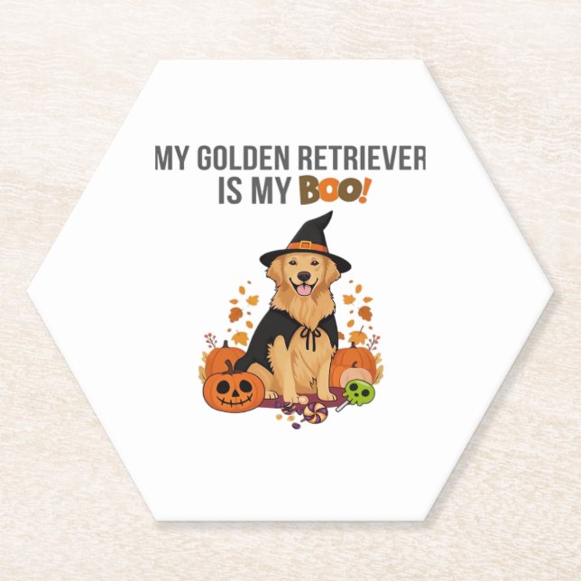 Golden Retriever Halloween Dog  My Golden Retrieve Paper Coaster (Front)
