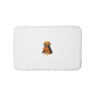 Golden Retriever Halloween Dog with Pumpkin Candy Bath Mat