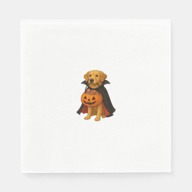 Golden Retriever Halloween Dog with Pumpkin Candy  Napkin (Front)