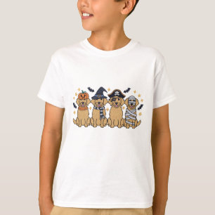  Golden Retriever Halloween Embroidery  Four Cute  T-Shirt