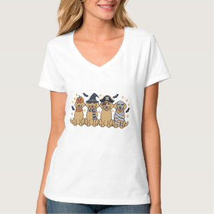 Golden Retriever Halloween Embroidery Four Cute T-Shirt