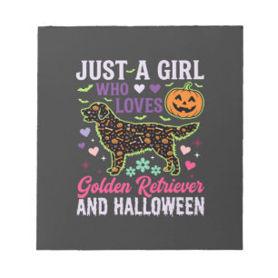 Golden Retriever Halloween Girl Pumpkin Dog Design Notepad