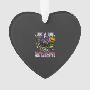 Golden Retriever Halloween Girl Pumpkin Dog Design Ornament