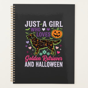Golden Retriever Halloween Girl Pumpkin Dog Design Planner