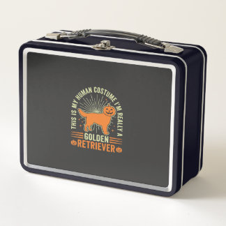 Golden Retriever Halloween Human Costume Vintage D Metal Lunch Box