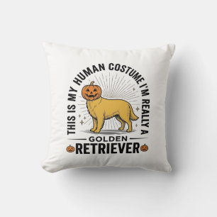 Golden Retriever Halloween Pumpkin Costume Design_ Cushion