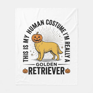 Golden Retriever Halloween Pumpkin Costume Design_ Fleece Blanket