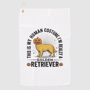 Golden Retriever Halloween Pumpkin Costume Design_ Golf Towel