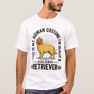 Golden Retriever Halloween Pumpkin Costume Design_ T-Shirt