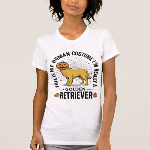 Golden Retriever Halloween Pumpkin Costume Design_ T-Shirt