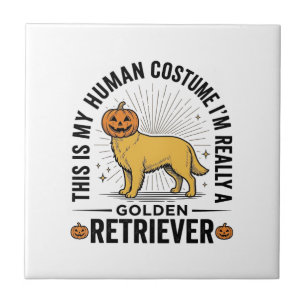 Golden Retriever Halloween Pumpkin Costume Design_ Tile