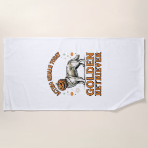 Golden Retriever Halloween Pumpkin Dog Costume Shi Beach Towel
