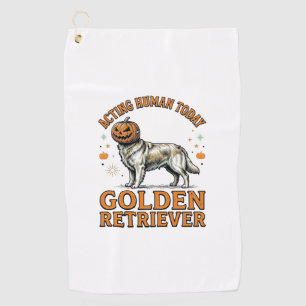 Golden Retriever Halloween Pumpkin Dog Costume Shi Golf Towel