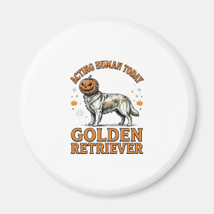 Golden Retriever Halloween Pumpkin Dog Costume Shi Magnet