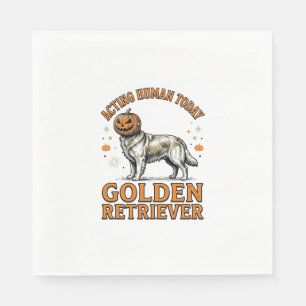 Golden Retriever Halloween Pumpkin Dog Costume Shi Napkin