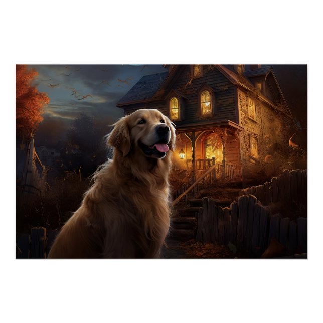 Golden Retriever Halloween Scary Poster (Front)