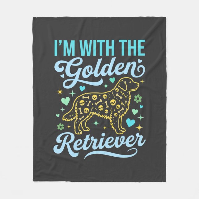Golden Retriever Halloween Skull Pattern Dog Lover Fleece Blanket (Front)