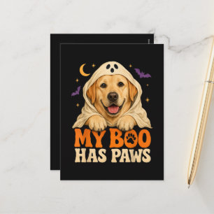 Golden Retriever Halloween Spooky Paws Holiday Postcard