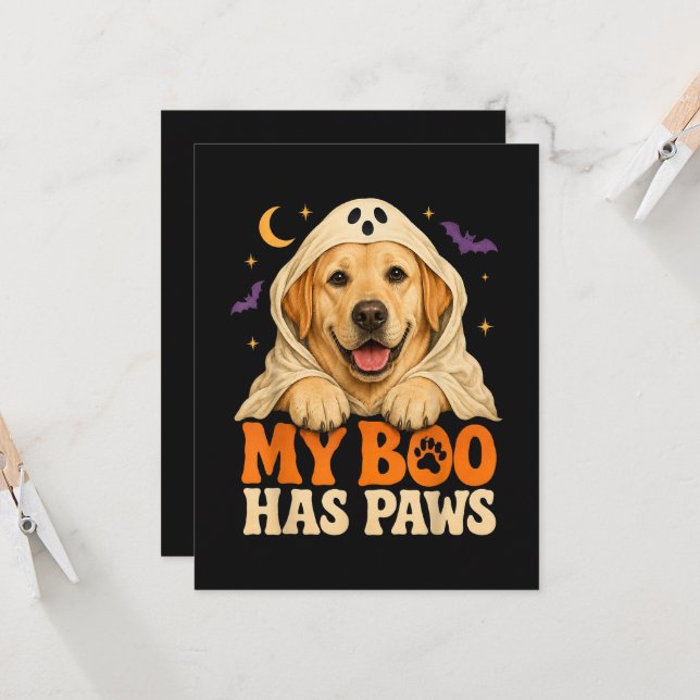 Golden Retriever Halloween Spooky Paws Invitation (Front/Back In Situ)