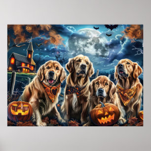 Golden Retriever Halloween Spooky  Poster
