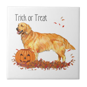 Golden Retriever Halloween Tile