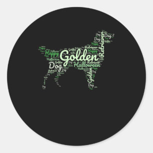 Golden Retriever Halloween Typography Classic Round Sticker