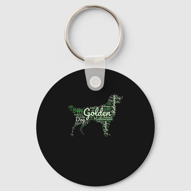 Golden Retriever Halloween Typography Key Ring (Front)