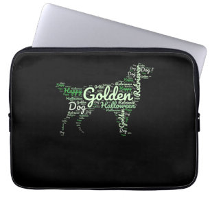 Golden Retriever Halloween Typography Laptop Sleeve