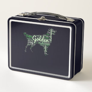 Golden Retriever Halloween Typography Metal Lunch Box